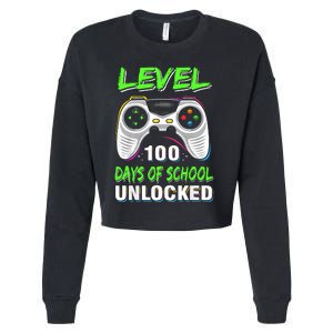 Level 100 Days Of School Unlocked Gamer Video Games Cropped Pullover Crew