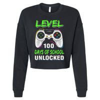 Level 100 Days Of School Unlocked Gamer Video Games Cropped Pullover Crew