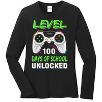 Level 100 Days Of School Unlocked Gamer Video Games Ladies Long Sleeve Shirt