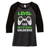 Level 100 Days Of School Unlocked Gamer Video Games Women's Tri-Blend 3/4-Sleeve Raglan Shirt