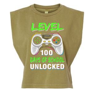 Level 100 Days Of School Unlocked Gamer Video Games Garment-Dyed Women's Muscle Tee