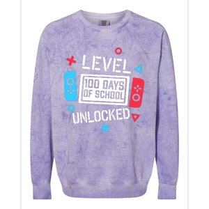 Level 100 Days Of School Unlocked Gamer Video Games Boy Colorblast Crewneck Sweatshirt