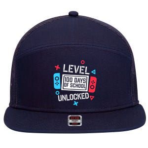 Level 100 Days Of School Unlocked Gamer Video Games Boy 7 Panel Mesh Trucker Snapback Hat