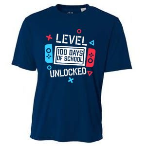 Level 100 Days Of School Unlocked Gamer Video Games Boy Cooling Performance Crew T-Shirt