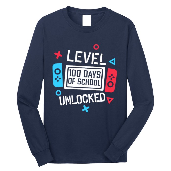 Level 100 Days Of School Unlocked Gamer Video Games Boy Long Sleeve Shirt