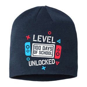 Level 100 Days Of School Unlocked Gamer Video Games Boy Sustainable Beanie