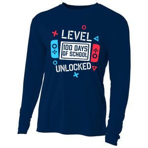 Level 100 Days Of School Unlocked Gamer Video Games Boy Cooling Performance Long Sleeve Crew