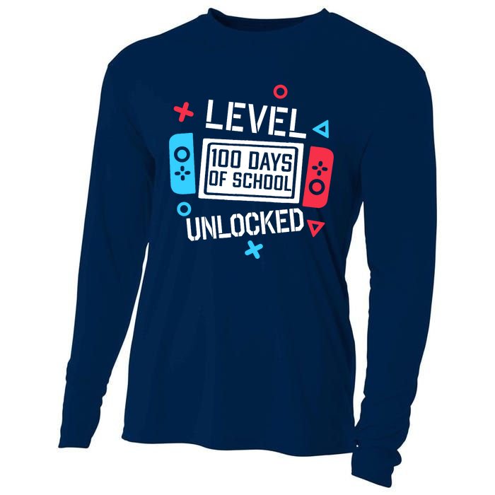 Level 100 Days Of School Unlocked Gamer Video Games Boy Cooling Performance Long Sleeve Crew