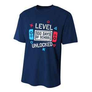 Level 100 Days Of School Unlocked Gamer Video Games Boy Performance Sprint T-Shirt