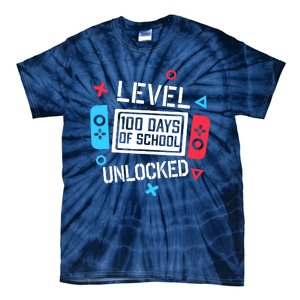 Level 100 Days Of School Unlocked Gamer Video Games Boy Tie-Dye T-Shirt