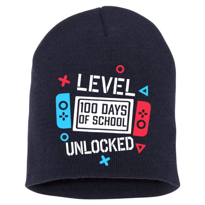 Level 100 Days Of School Unlocked Gamer Video Games Boy Short Acrylic Beanie