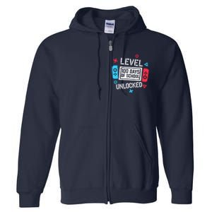 Level 100 Days Of School Unlocked Gamer Video Games Boy Full Zip Hoodie