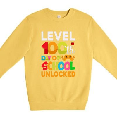 Level 100 Days Of School Unlocked Gamer Video Games Premium Crewneck Sweatshirt