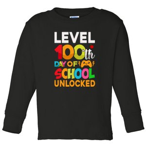 Level 100 Days Of School Unlocked Gamer Video Games Toddler Long Sleeve Shirt