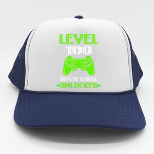 Level 100 Days Of School Unlocked Happy 100th Day Of School Trucker Hat