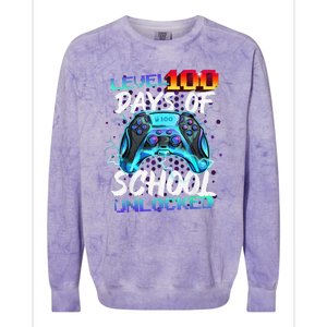 Level 100 Days Of School Unlocked Gamer Colorblast Crewneck Sweatshirt