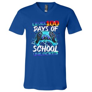 Level 100 Days Of School Unlocked Gamer V-Neck T-Shirt