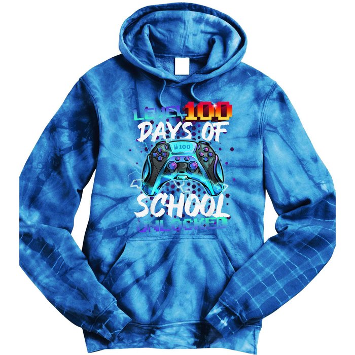 Level 100 Days Of School Unlocked Gamer Tie Dye Hoodie