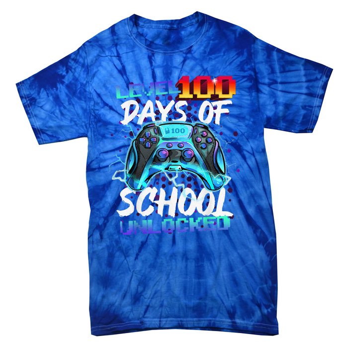 Level 100 Days Of School Unlocked Gamer Tie-Dye T-Shirt