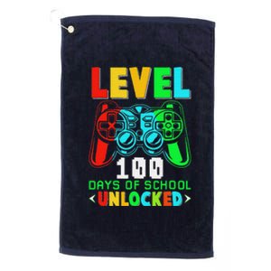 Level 100 Days Of School Unlocked Gamer Video Games Platinum Collection Golf Towel