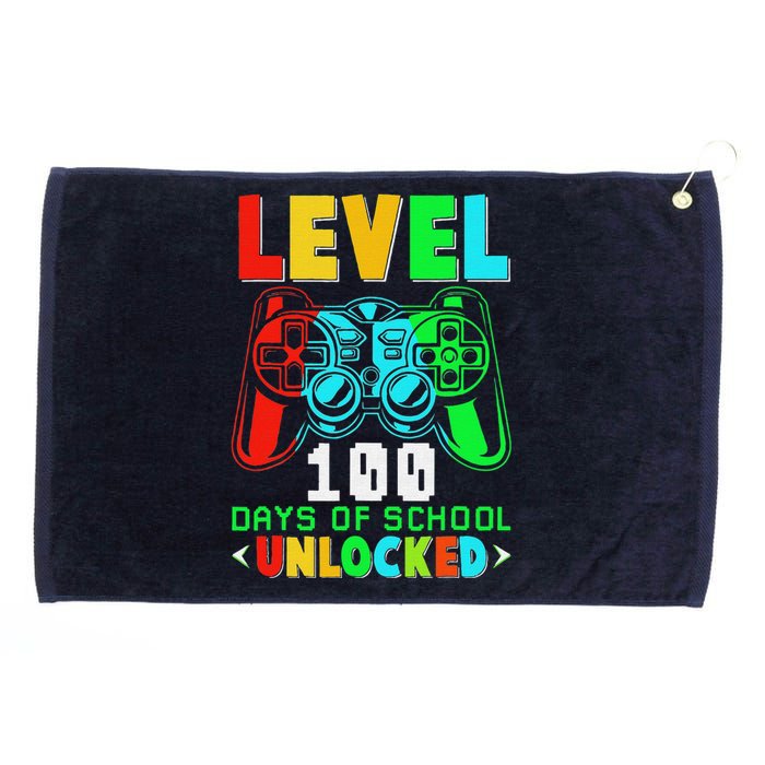 Level 100 Days Of School Unlocked Gamer Video Games Grommeted Golf Towel