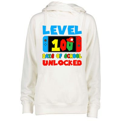 Level 100 Days Of School Unlocked Video Games Womens Funnel Neck Pullover Hood