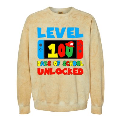 Level 100 Days Of School Unlocked Video Games Colorblast Crewneck Sweatshirt