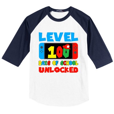 Level 100 Days Of School Unlocked Video Games Baseball Sleeve Shirt