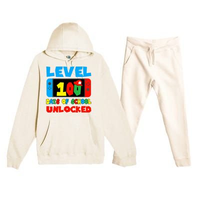 Level 100 Days Of School Unlocked Video Games Premium Hooded Sweatsuit Set