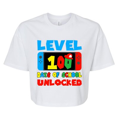 Level 100 Days Of School Unlocked Video Games Bella+Canvas Jersey Crop Tee