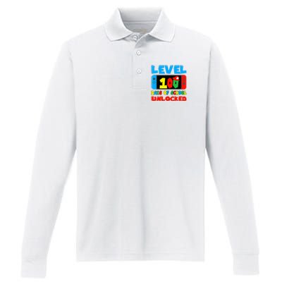 Level 100 Days Of School Unlocked Video Games Performance Long Sleeve Polo