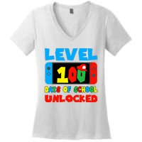 Level 100 Days Of School Unlocked Video Games Women's V-Neck T-Shirt