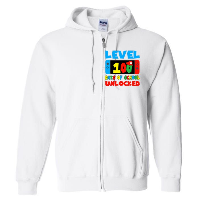 Level 100 Days Of School Unlocked Video Games Full Zip Hoodie