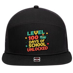 Level 100 Days Of School Unlocked Gamer 7 Panel Mesh Trucker Snapback Hat