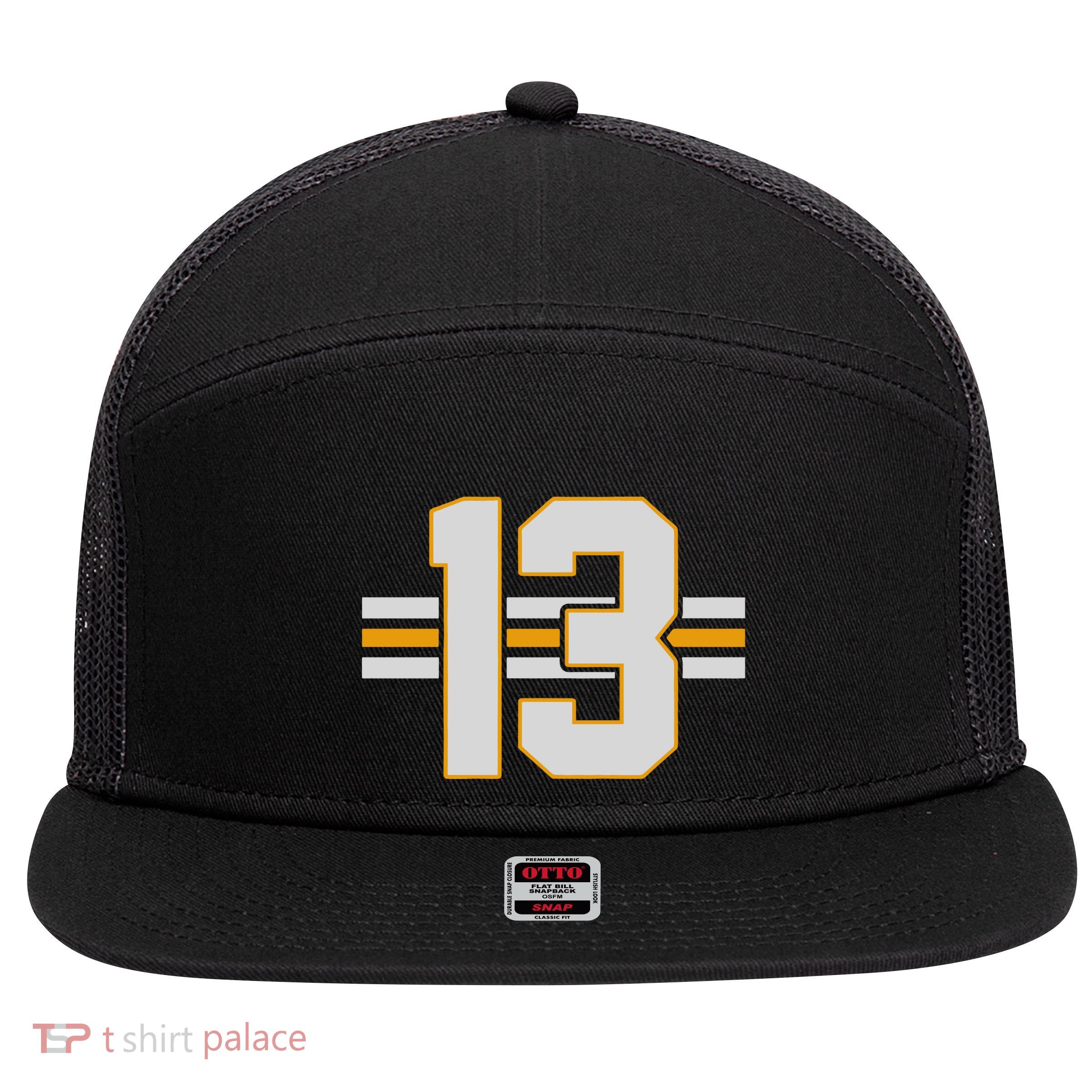 Lucky 13 Football Stripe 7 Panel Mesh Trucker Snapback Hat