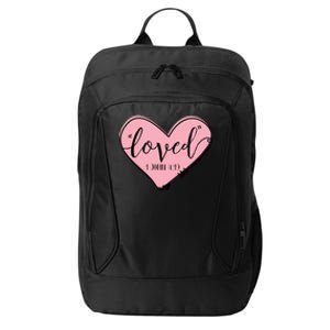 Loved 1 John 4:19 Bible Verse Holy Religious Week Faith Gift City Backpack