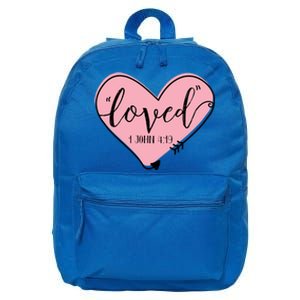 Loved 1 John 4:19 Bible Verse Holy Religious Week Faith Gift 16 in Basic Backpack