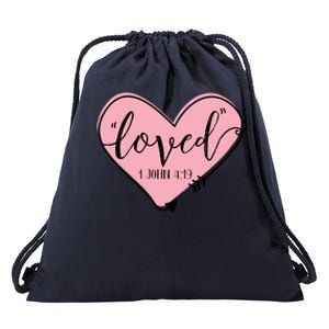 Loved 1 John 4:19 Bible Verse Holy Religious Week Faith Gift Drawstring Bag