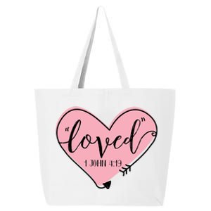 Loved 1 John 4:19 Bible Verse Holy Religious Week Faith Gift 25L Jumbo Tote