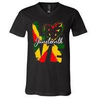 Love 1865 Juneteenth Pride Black Black Queen & King V-Neck T-Shirt