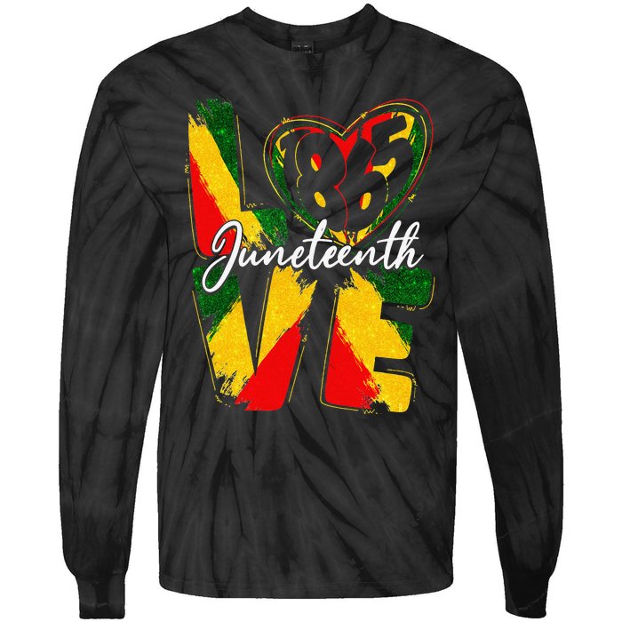 Love 1865 Juneteenth Pride Black Black Queen & King Tie-Dye Long Sleeve Shirt