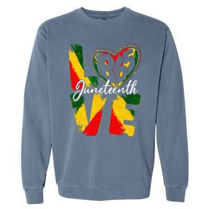 Love 1865 Juneteenth Pride Black Black Queen & King Garment-Dyed Sweatshirt