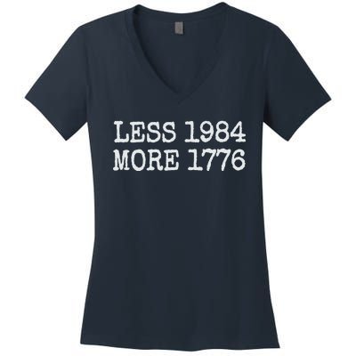 Less 1984 More 1776 Freedom Usa Save America Constitution T Women's V-Neck T-Shirt