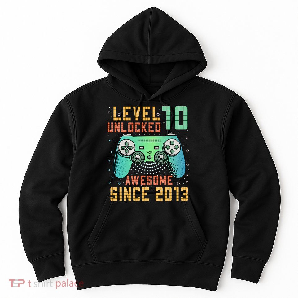 Level 10 Unlocked 10th Birthday 10 Year Old Boy Gifts Gamer Hoodie