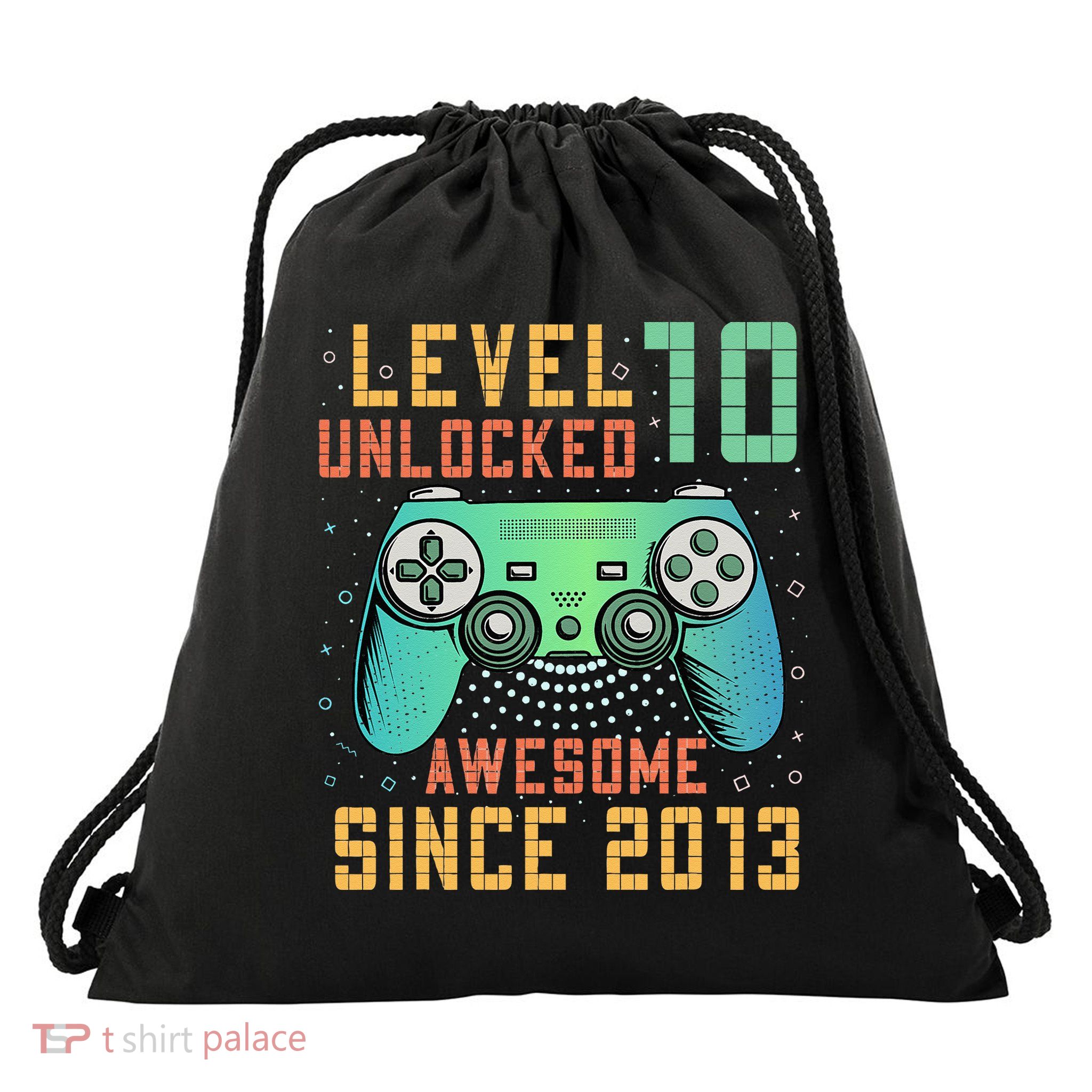Level 10 Unlocked 10th Birthday 10 Year Old Boy Gifts Gamer Drawstring Bag