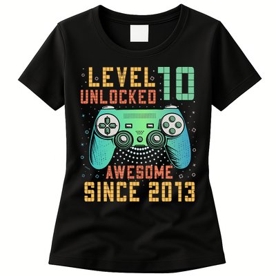 Level 10 Unlocked 10th Birthday 10 Year Old Boy Gifts Gamer Womens T-Shirt