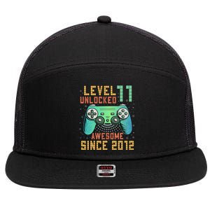 Level 11 Unlocked 11th Birthday 11 Year Old Boy Gifts Gamer 7 Panel Mesh Trucker Snapback Hat