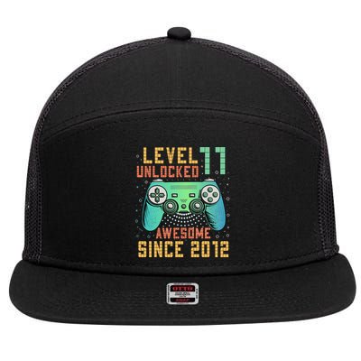 Level 11 Unlocked 11th Birthday 11 Year Old Boy Gifts Gamer 7 Panel Mesh Trucker Snapback Hat