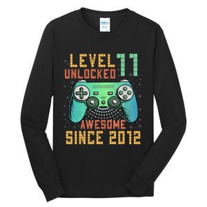 Level 11 Unlocked 11th Birthday 11 Year Old Boy Gifts Gamer Tall Long Sleeve T-Shirt