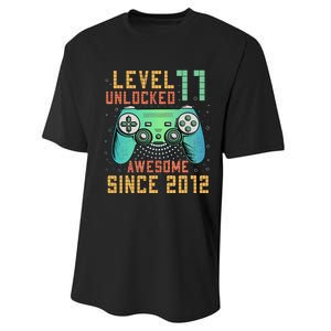 Level 11 Unlocked 11th Birthday 11 Year Old Boy Gifts Gamer Performance Sprint T-Shirt